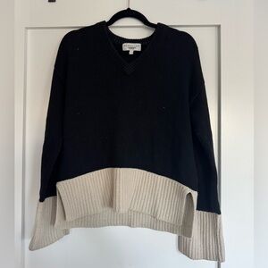 Derek Lam Black and Cream V-Neck Sweater
